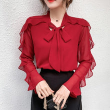 Load image into Gallery viewer, New 2021 Spring Long Sleeve Women Blouse Shirt Fashion Casual Solid Color Ruffles Blouse Office Lady Tops Clothing