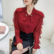Load image into Gallery viewer, New 2021 Spring Long Sleeve Women Blouse Shirt Fashion Casual Solid Color Ruffles Blouse Office Lady Tops Clothing