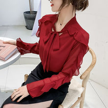 Load image into Gallery viewer, New 2021 Spring Long Sleeve Women Blouse Shirt Fashion Casual Solid Color Ruffles Blouse Office Lady Tops Clothing