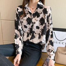 Load image into Gallery viewer, New 2021 Spring Long Sleeve Women&#39;s Shirt Fashion Casual Print Loose Chiffon Blouse Elegant Loose Office Lady Tops