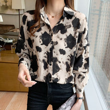 Load image into Gallery viewer, New 2021 Spring Long Sleeve Women&#39;s Shirt Fashion Casual Print Loose Chiffon Blouse Elegant Loose Office Lady Tops