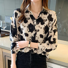 Load image into Gallery viewer, New 2021 Spring Long Sleeve Women&#39;s Shirt Fashion Casual Print Loose Chiffon Blouse Elegant Loose Office Lady Tops