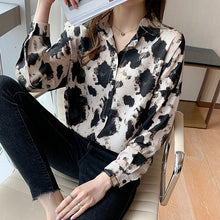 Load image into Gallery viewer, New 2021 Spring Long Sleeve Women&#39;s Shirt Fashion Casual Print Loose Chiffon Blouse Elegant Loose Office Lady Tops