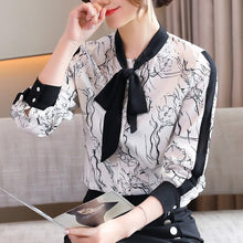 Load image into Gallery viewer, New 2021 Spring Loose Women Chiffon Blouse Fashion Casual Long Sleeve Print Shirt Office Lady Tops Blusas