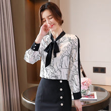 Load image into Gallery viewer, New 2021 Spring Loose Women Chiffon Blouse Fashion Casual Long Sleeve Print Shirt Office Lady Tops Blusas