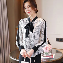 Load image into Gallery viewer, New 2021 Spring Loose Women Chiffon Blouse Fashion Casual Long Sleeve Print Shirt Office Lady Tops Blusas