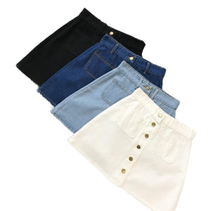 New 2021 Spring Summer TRF Womens ALine Jeans Short Denim Mini Skirt Button Off Double Pockets Harajuku Sexy Y2K Falda Skirts