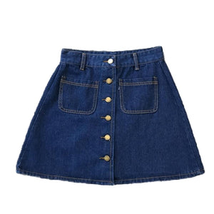 New 2021 Spring Summer TRF Womens ALine Jeans Short Denim Mini Skirt Button Off Double Pockets Harajuku Sexy Y2K Falda Skirts