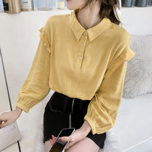Load image into Gallery viewer, New 2021 Spring Women&#39;s Shirt Fashion Casual Long Sleeve Chiffon Blouse Loose Tops Clothing Yellow Blusas