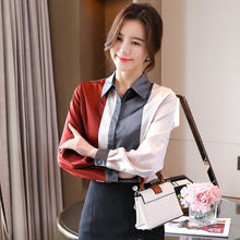 Load image into Gallery viewer, New 2021 Spring Women&#39;s Shirt Fashion Casual Long Sleeve Patchwork Chiffon Blouse Elegnt Slim Office Lady Tops Blusas
