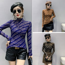 Load image into Gallery viewer, New 2021 Spring Women&#39;s T-Shirt Fashion Casual Long Sleeved Turtleneck Pleated Bottoming Shirt M-3XL Plus Size Blusas