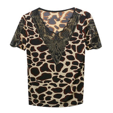 Load image into Gallery viewer, New 2021 Summer Short Sleeve Women&#39;s T-Shirt Fashion Casual Leopard Diamonds Tops And Shirt Blusas