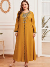 Load image into Gallery viewer, New 2021 Vintage Split Dress Women Summer Dress Long Sleeve Muslim Dresses Casual Abaya Modest  Vestido Long Maxi Dresses