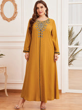 Load image into Gallery viewer, New 2021 Vintage Split Dress Women Summer Dress Long Sleeve Muslim Dresses Casual Abaya Modest  Vestido Long Maxi Dresses