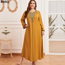 Load image into Gallery viewer, New 2021 Vintage Split Dress Women Summer Dress Long Sleeve Muslim Dresses Casual Abaya Modest  Vestido Long Maxi Dresses