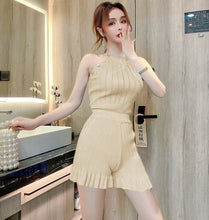 Load image into Gallery viewer, New 2021 Women Summer Knit Vest Shorts Suits Sleeveless Buttons Tops  Short Pants Clothing Two-piece Set