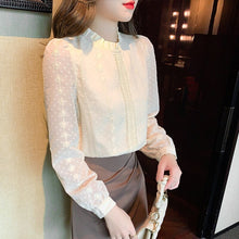 Load image into Gallery viewer, New 2022 Spring Women Blouse Shirt Fashion Long Sleeve Stand Collar Embroidered Chiffon Blouses Plus Size Loose Tops
