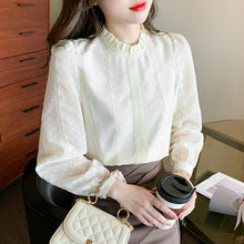 Load image into Gallery viewer, New 2022 Spring Women Blouse Shirt Fashion Long Sleeve Stand Collar Embroidered Chiffon Blouses Plus Size Loose Tops