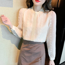 Load image into Gallery viewer, New 2022 Spring Women Blouse Shirt Fashion Long Sleeve Stand Collar Embroidered Chiffon Blouses Plus Size Loose Tops