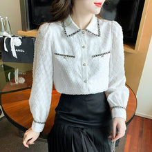 Load image into Gallery viewer, New 2022 Spring Women&#39;s Shirt Fashion Casual Long Sleeved Turn Down Collar Chiffon Blouse Office Lady Tops Blusas