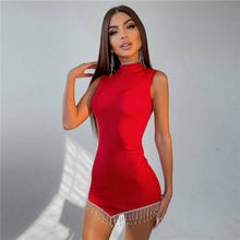 Load image into Gallery viewer, New 2022 Tank Strap Middle Neck Casual Evening Party Sexy Backless Women&#39;s Clothes Bright Prom Basic Bodycon Mini Dress Vestidos