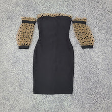 Load image into Gallery viewer, New Arrival Women Autumn Sexy Off Shoulder Mesh Black Mini Bodycon Bandage Dress 2021 Elegant Evening Party Dress Vestido