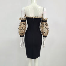 Load image into Gallery viewer, New Arrival Women Autumn Sexy Off Shoulder Mesh Black Mini Bodycon Bandage Dress 2021 Elegant Evening Party Dress Vestido
