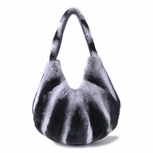 New Arrivals Women&#39;s Real Rex Rabbit Fur Handbags Fashion Fur Shoulder Bags Large Capacity Totes S7985