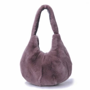New Arrivals Women&#39;s Real Rex Rabbit Fur Handbags Fashion Fur Shoulder Bags Large Capacity Totes S7985