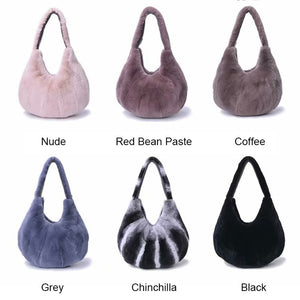 New Arrivals Women&#39;s Real Rex Rabbit Fur Handbags Fashion Fur Shoulder Bags Large Capacity Totes S7985