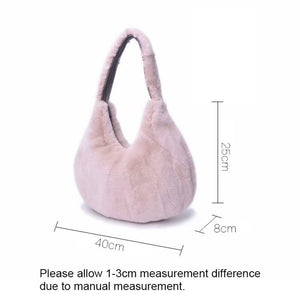 New Arrivals Women&#39;s Real Rex Rabbit Fur Handbags Fashion Fur Shoulder Bags Large Capacity Totes S7985