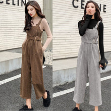 Load image into Gallery viewer, New Autumn Suits Women Loose Retro Corduroy Overalls + Knitted Round Neck Bottoming Sweater 2-Piece Sets Female
