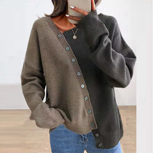 Load image into Gallery viewer, New Autumn Winter Casual Irregular Sweater Fashion Patchwork Button Harajuku Knitted Tops Women Long Sleeve Jumper Tops Pullover