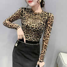 Load image into Gallery viewer, New Autumn Winter Women Tops Fashion Long Sleeve Hollow Out Hot Drilling Mesh T-Shirt Plus Size Women Clothing