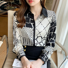 Load image into Gallery viewer, New Autumn Women Chiffon Shirt Fashion Casual Long Sleeve Printed Blouse Shirt Elegant Slim Office Lady Tops Clothing