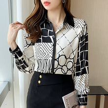 Load image into Gallery viewer, New Autumn Women Chiffon Shirt Fashion Casual Long Sleeve Printed Blouse Shirt Elegant Slim Office Lady Tops Clothing