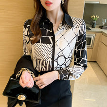 Load image into Gallery viewer, New Autumn Women Chiffon Shirt Fashion Casual Long Sleeve Printed Blouse Shirt Elegant Slim Office Lady Tops Clothing