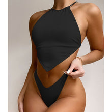 Load image into Gallery viewer, New Bellyband Swimsuit Sexy Thong Swimwear Women BathingSuit Halter Top Push Up Set Biquini Solid Female Two-piece Bather Bikini
