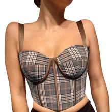 Load image into Gallery viewer, New Camisoles Summer For 2022 Elegant Retro Plaid Sling Corset  Crop Top Female T-Shirt Girls Tank Women&#39;s Clothing Tshirt Tees