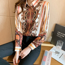 Load image into Gallery viewer, New Chiffon Women&#39;s Blouses  Korean Casual Blouse Breasted Loose Tops Print O-neck Woman Shirt Long Sleeve Fashion Top