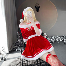 Load image into Gallery viewer, New Christmas Uniform Cosplay Costumes Sexy Red Lingerie Christmas Queen Adorable Dress Hot Erotic Girl Fuzzy Bodysuit For Women