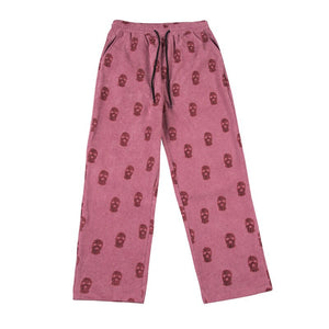 New Fashion Print Corduroy Pants for Women 2022 Elastic Waist Loose Trousers Spring Casual Chic Cool Straight Bottoms