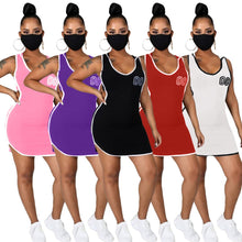 Load image into Gallery viewer, New Fashion Women Ladies Bodycon Short Sleeve O neck Letter Printed Party Club Summer Short Mini Dress Wholesale Items