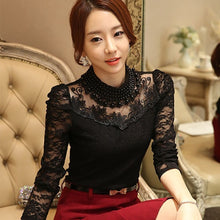 Load image into Gallery viewer, New Fashion long sleeve blouse shirts women fashion beaded Blusas femininas Sexy Plus size Lace Tops Women clothing