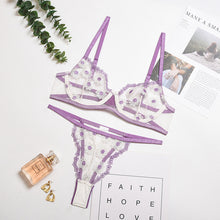 Load image into Gallery viewer, New Floral Embroidery Lingerie Set Yellow Women&#39;s Underwear Erotic Sensual Lingerie Transparent Bra Set Sexy Lace Underwear