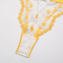 Load image into Gallery viewer, New Floral Embroidery Lingerie Set Yellow Women&#39;s Underwear Erotic Sensual Lingerie Transparent Bra Set Sexy Lace Underwear