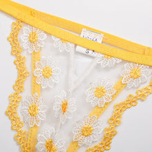 Load image into Gallery viewer, New Floral Embroidery Lingerie Set Yellow Women&#39;s Underwear Erotic Sensual Lingerie Transparent Bra Set Sexy Lace Underwear