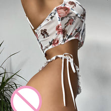 Load image into Gallery viewer, New Floral Sexy Lingerie Woman Underwear Set Ruffled Lace Ribbon Bra and Brief Sets Erotic Sensual Lingerie Female Underwear
