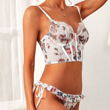 Load image into Gallery viewer, New Floral Sexy Lingerie Woman Underwear Set Ruffled Lace Ribbon Bra and Brief Sets Erotic Sensual Lingerie Female Underwear