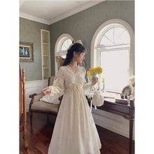 Load image into Gallery viewer, New French Retro Gentle Super Fairy Sweet Spring Autumn Women Dress High-end French Lace Dresses Apricot  Color